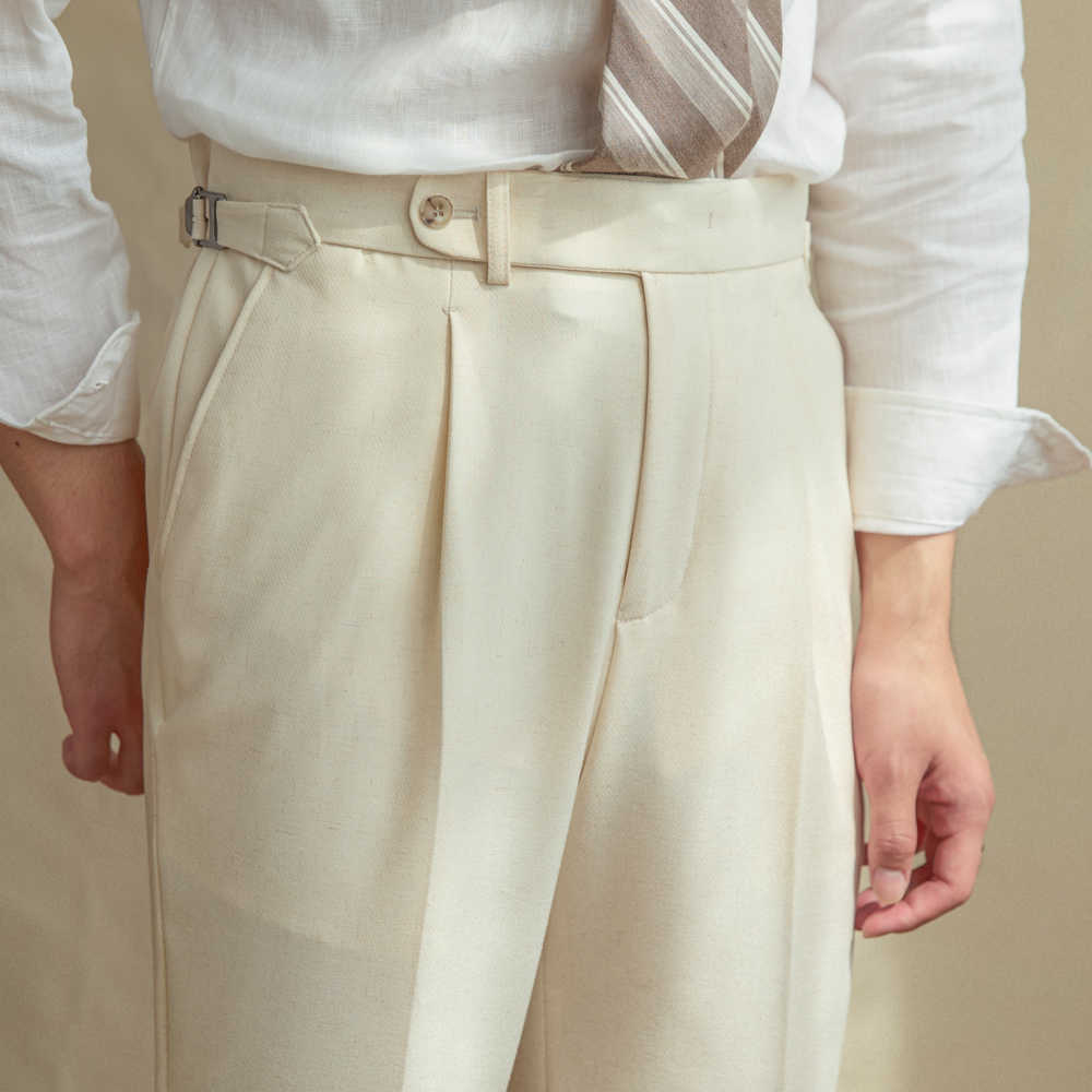 Casual High-waisted Trousers Linen Breathable High Pants