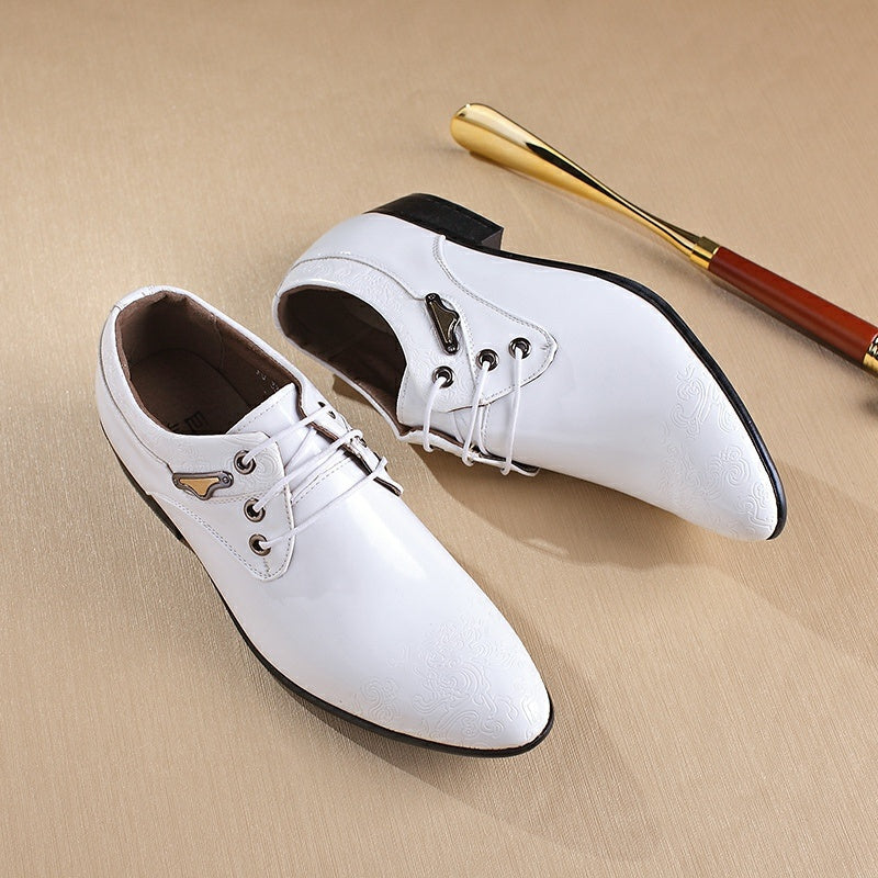 Business Formal Wear Leather Shoes Men British Square Toe Men's Shoes Cowhide Color Matching