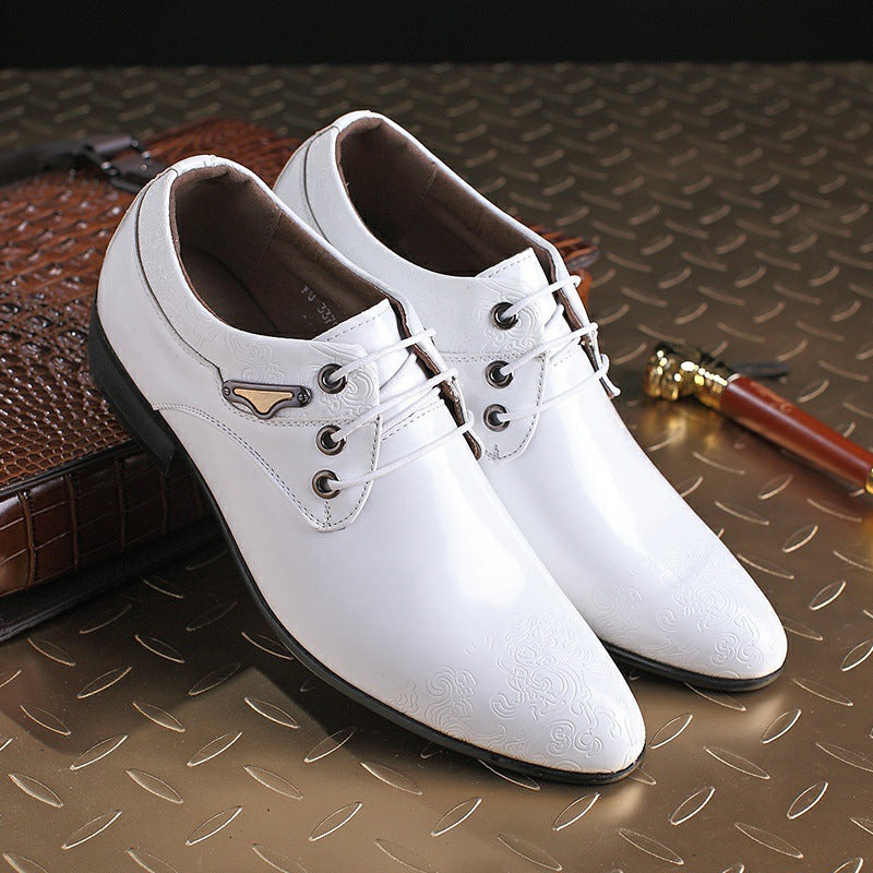 Business Formal Wear Leather Shoes Men British Square Toe Men's Shoes Cowhide Color Matching