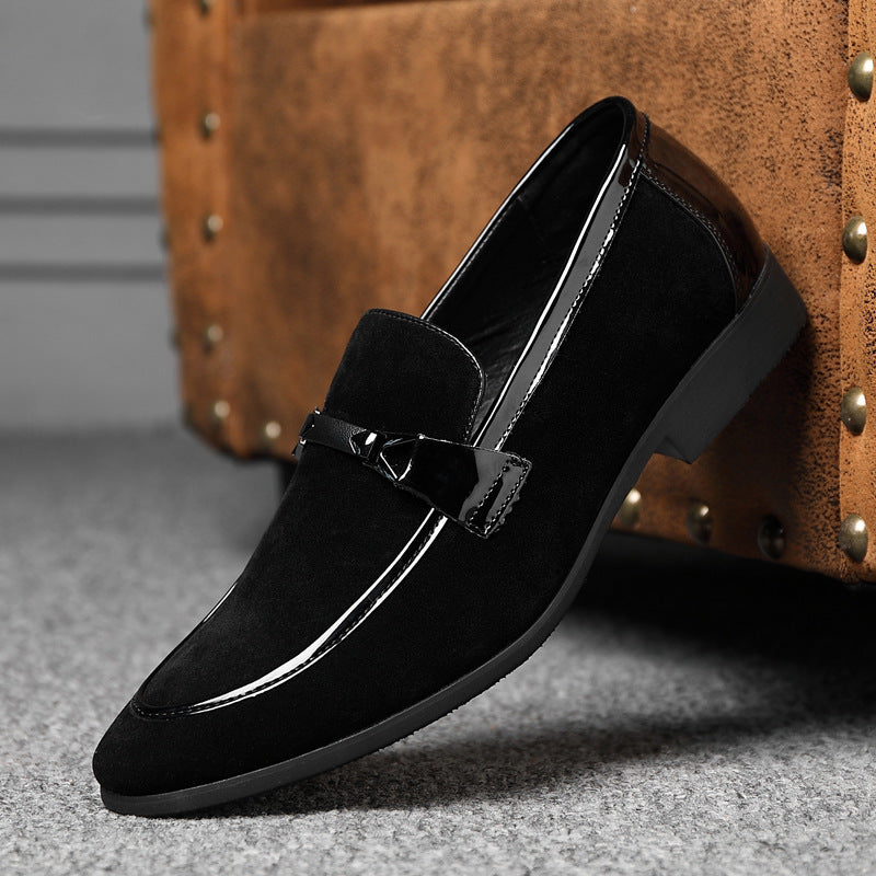 New Men's Business Formal Leisure Slip On Korean Style Black Plus Size Classic British Fashion Wedding Leather Shoes Men