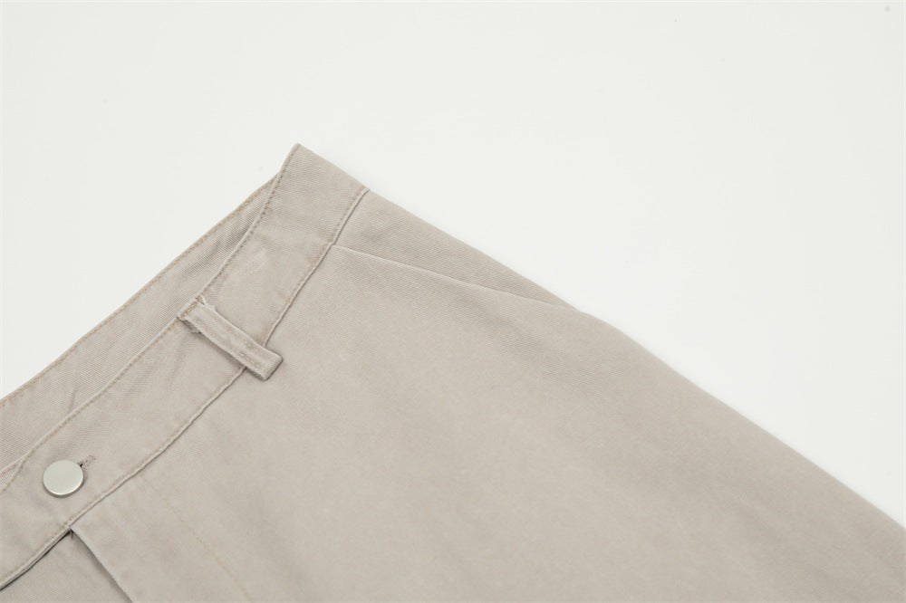 Design Pleated Loose Straight Trousers Men's Overalls