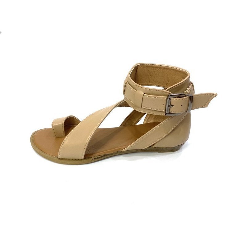 Hollow Flip Flops Retro Solid Color Strappy Sandals