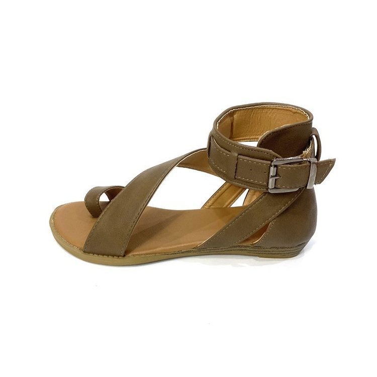 Hollow Flip Flops Retro Solid Color Strappy Sandals
