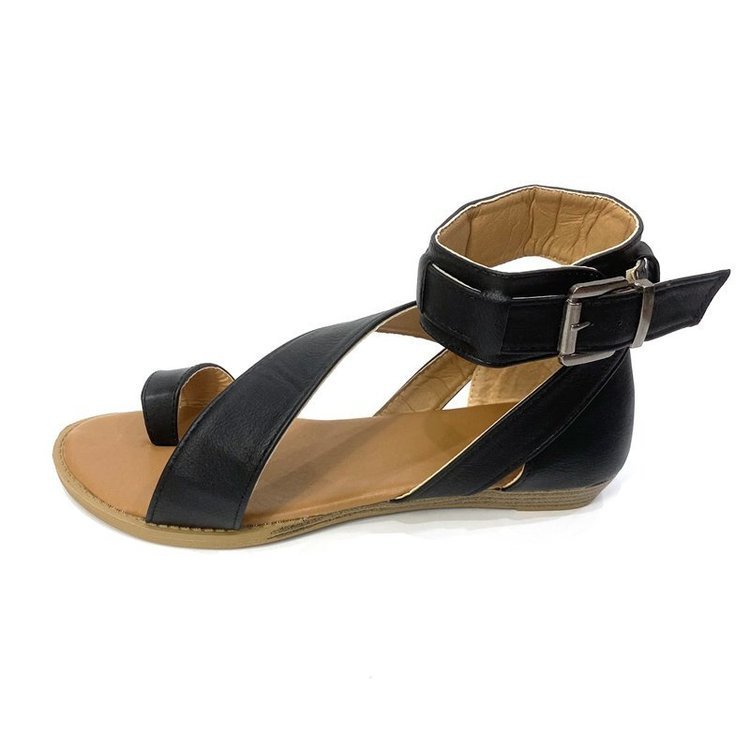 Hollow Flip Flops Retro Solid Color Strappy Sandals