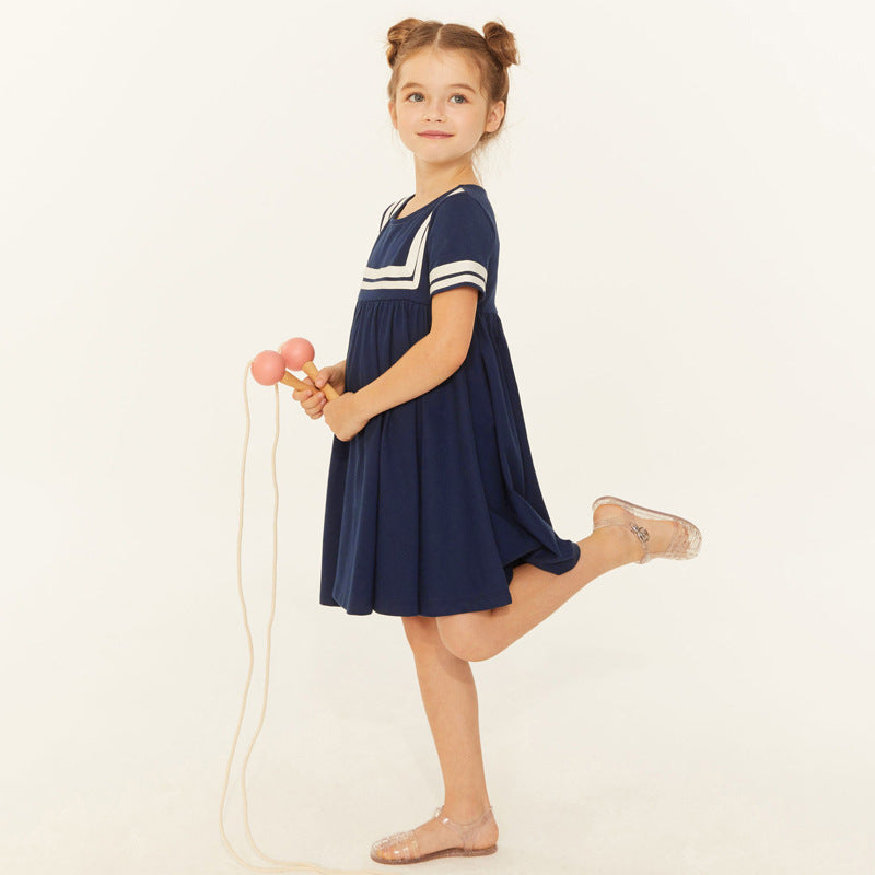 Children'S Dresses European And American Children'S Summer New Style Children'S Skirts Short-Sleeved Dresses Sea Soul Shirts