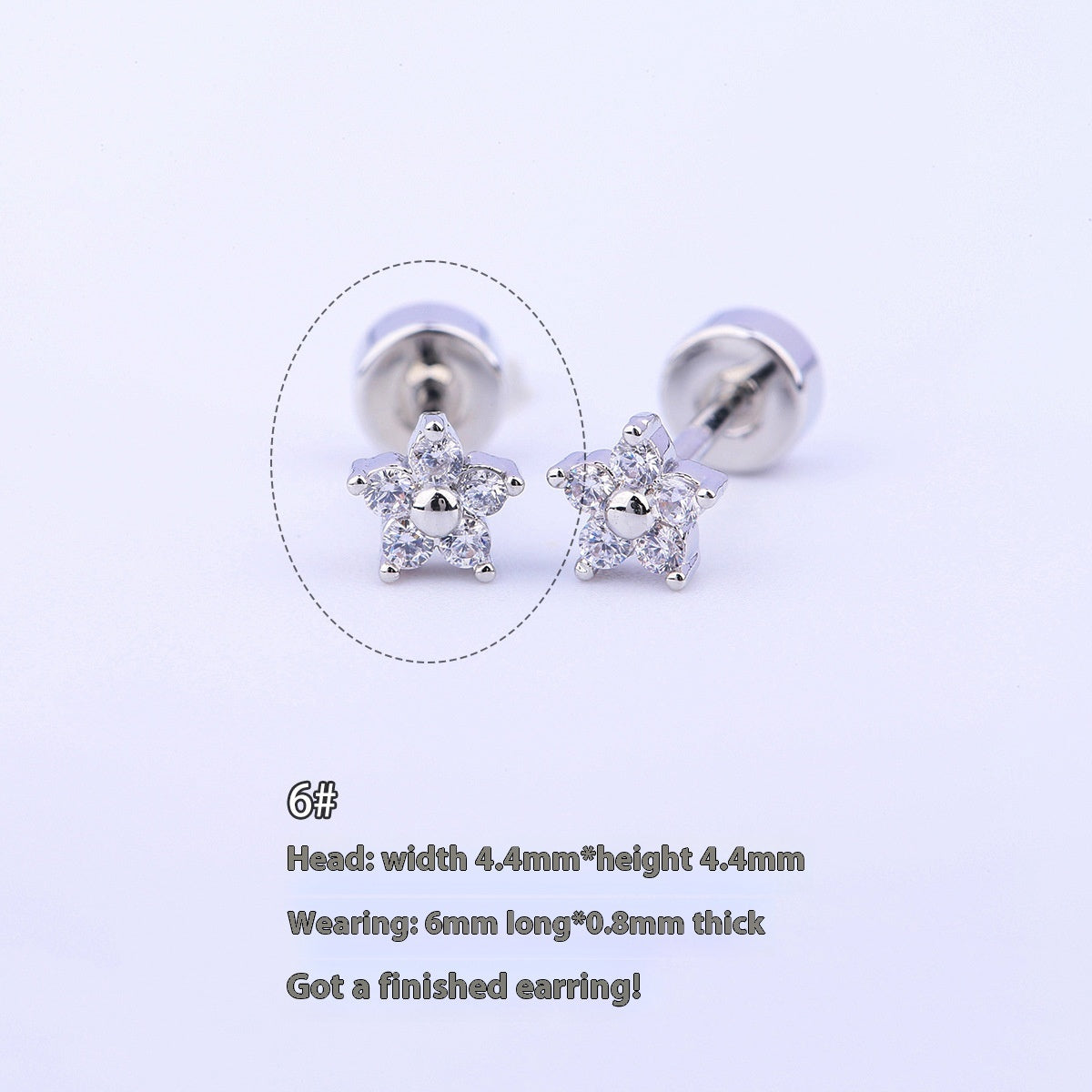 Titanium Steel Copper-plated Gold Micro Inlaid Zirconium Five-petal Plum Flower Ear Studs