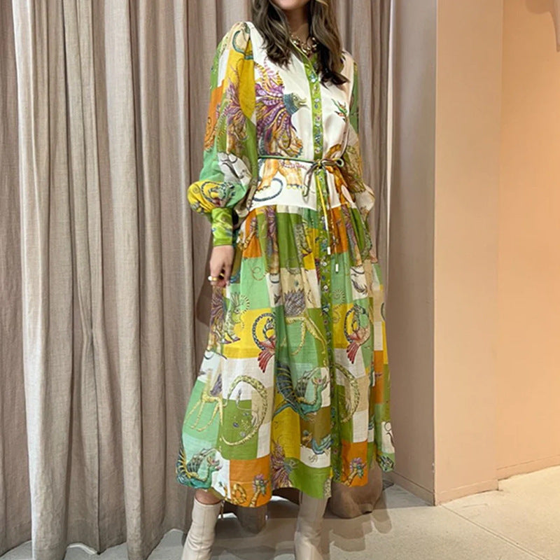 Women Beach Dress With Belts A-Line Sleeve Robe