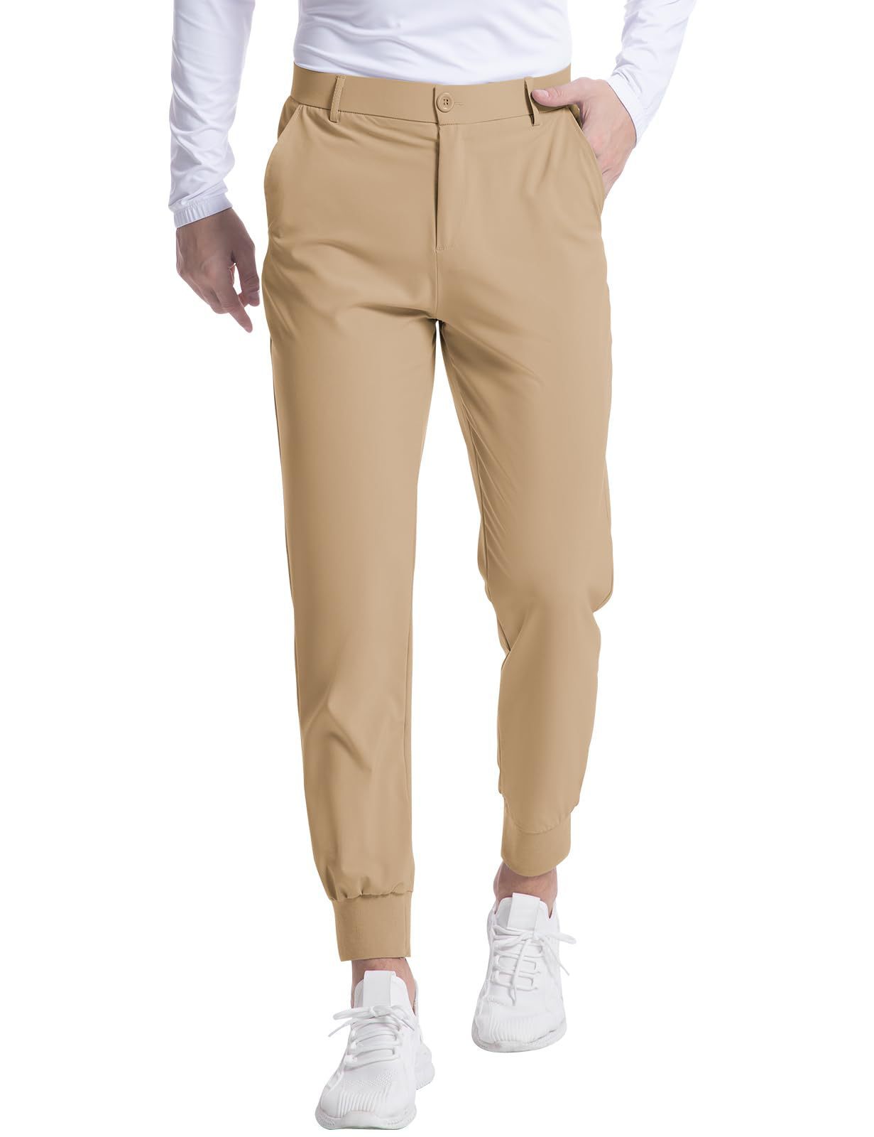 New Men's Stretch Golf Jogging Pocket Slim Trousers