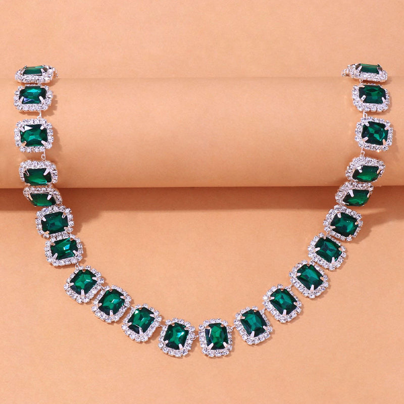 Colorful Crystal Fashion Square Stone Necklace