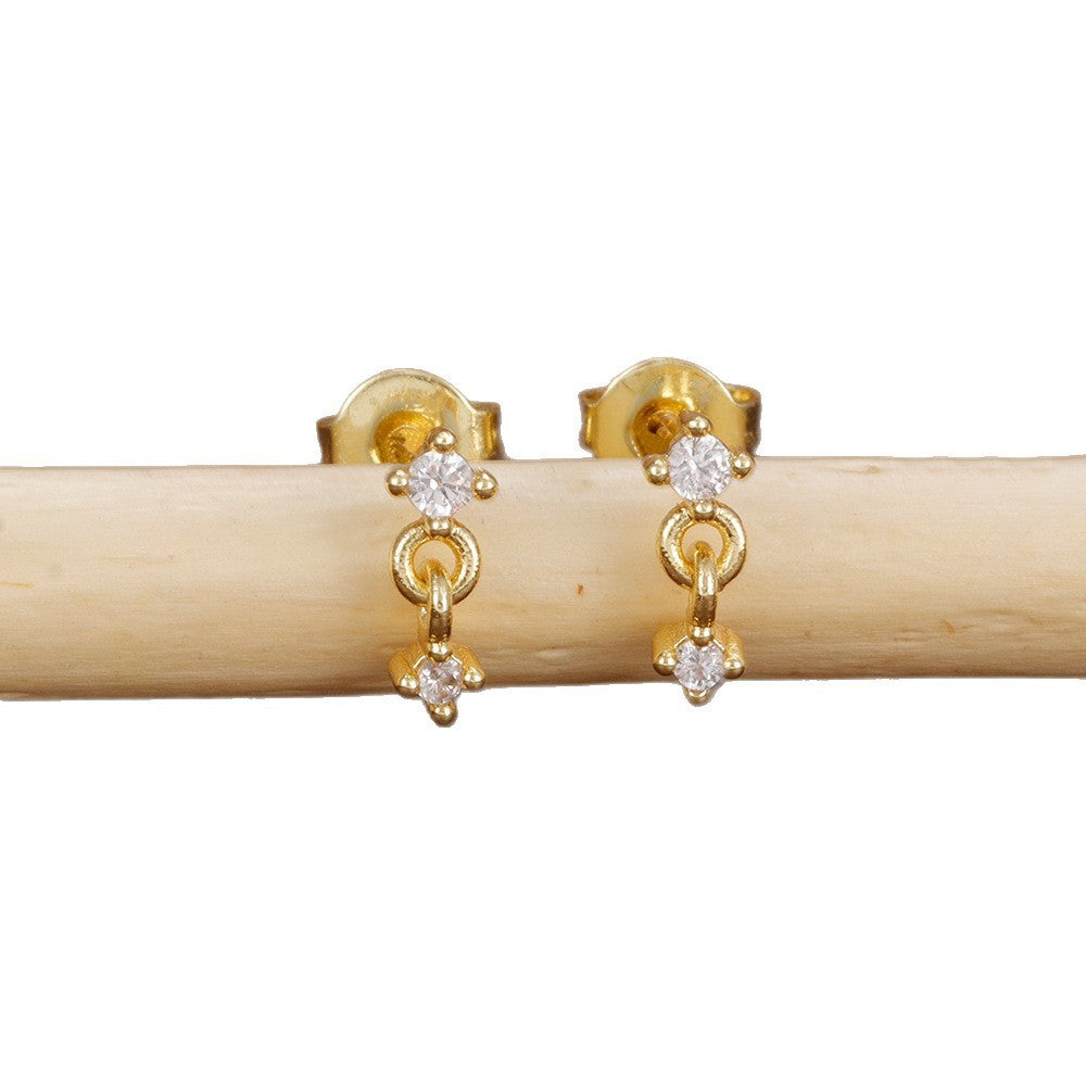 Stainless Steel Ins Style 18K Gold Zircon Ear Bone Stud