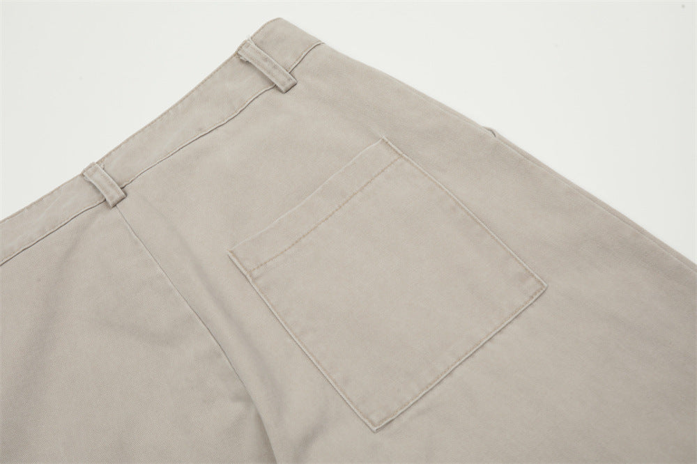 Design Pleated Loose Straight Trousers Men's Overalls