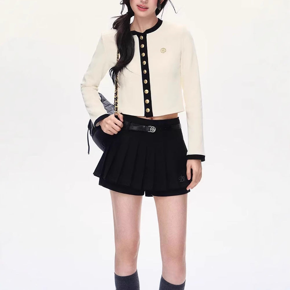 Knitted Cardigan Elegant High-grade Versatile Top Pleated Skirt