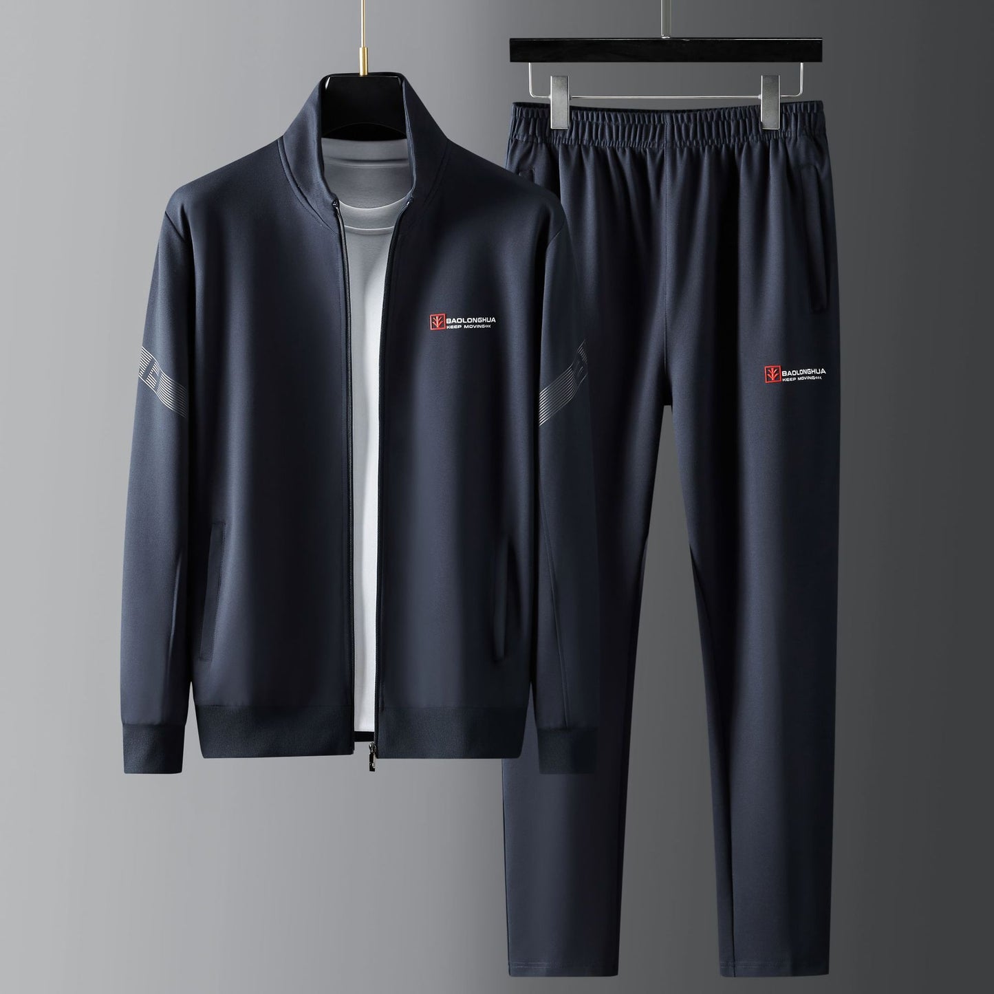 Men's Casual Sports Micro-elastic Baggy Coat Trousers Two-piece Suit