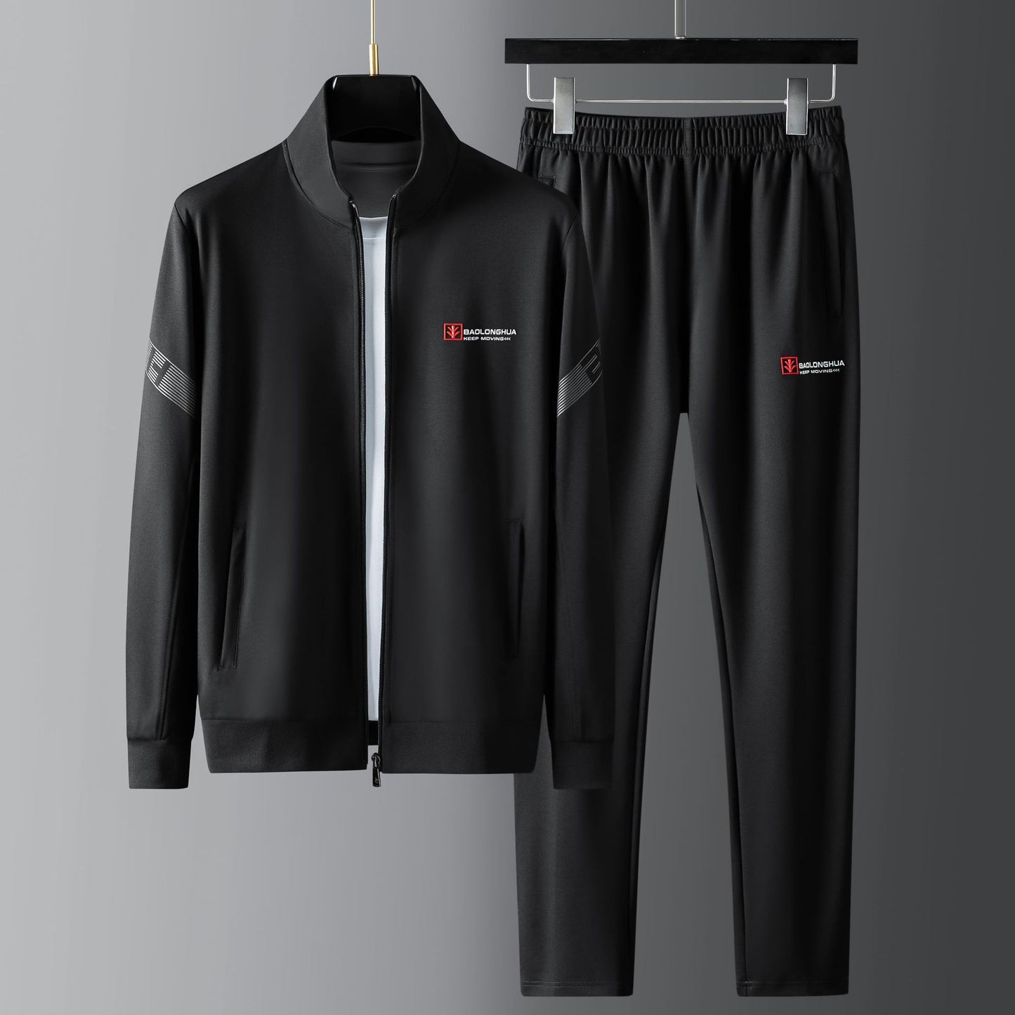 Men's Casual Sports Micro-elastic Baggy Coat Trousers Two-piece Suit