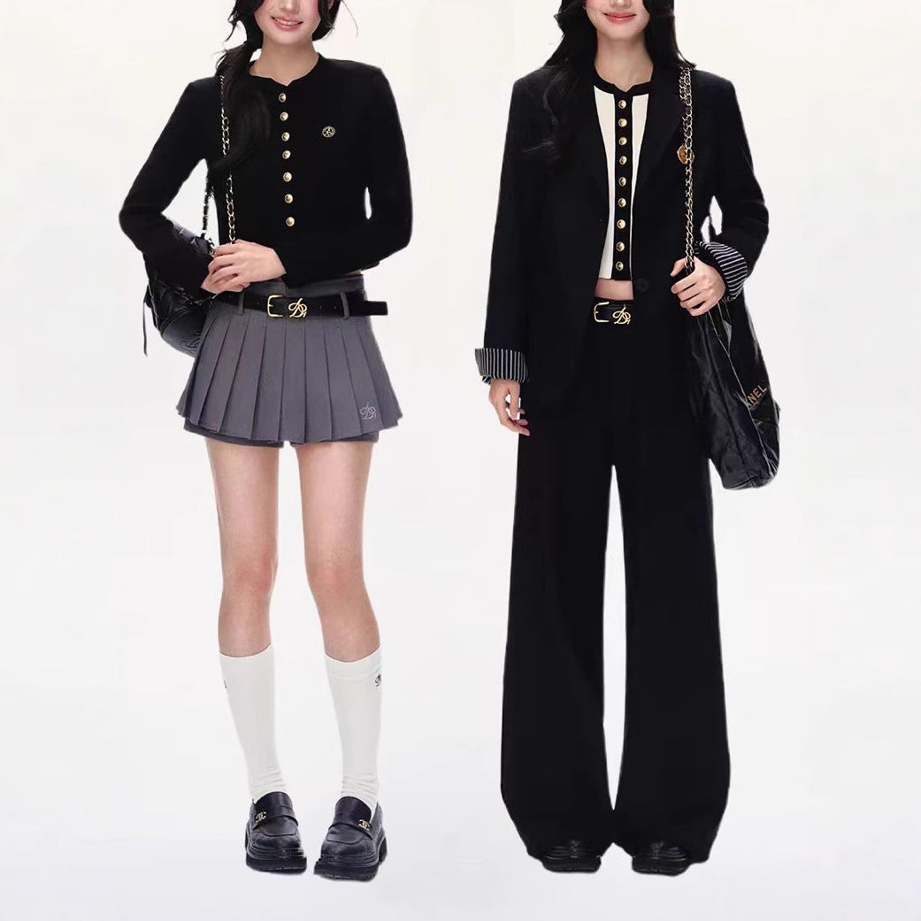 Knitted Cardigan Elegant High-grade Versatile Top Pleated Skirt