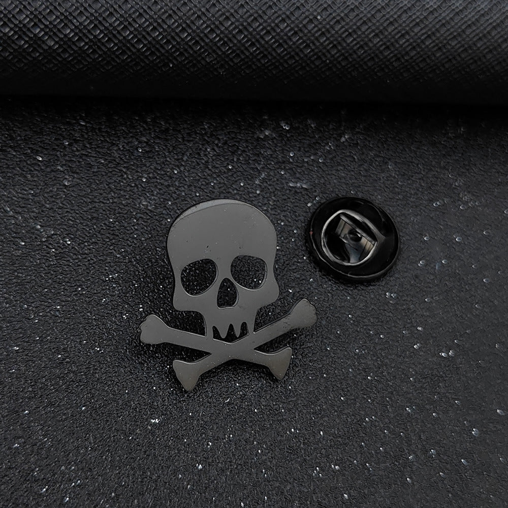Funny Skull Dark Stainless Steel Hollow Brooch