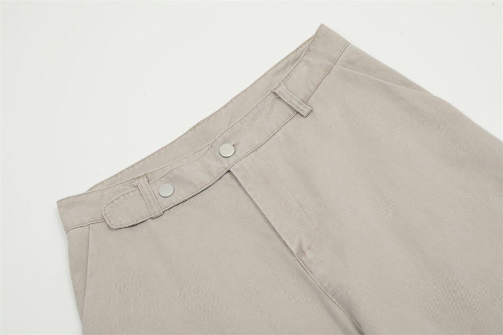 Design Pleated Loose Straight Trousers Men's Overalls