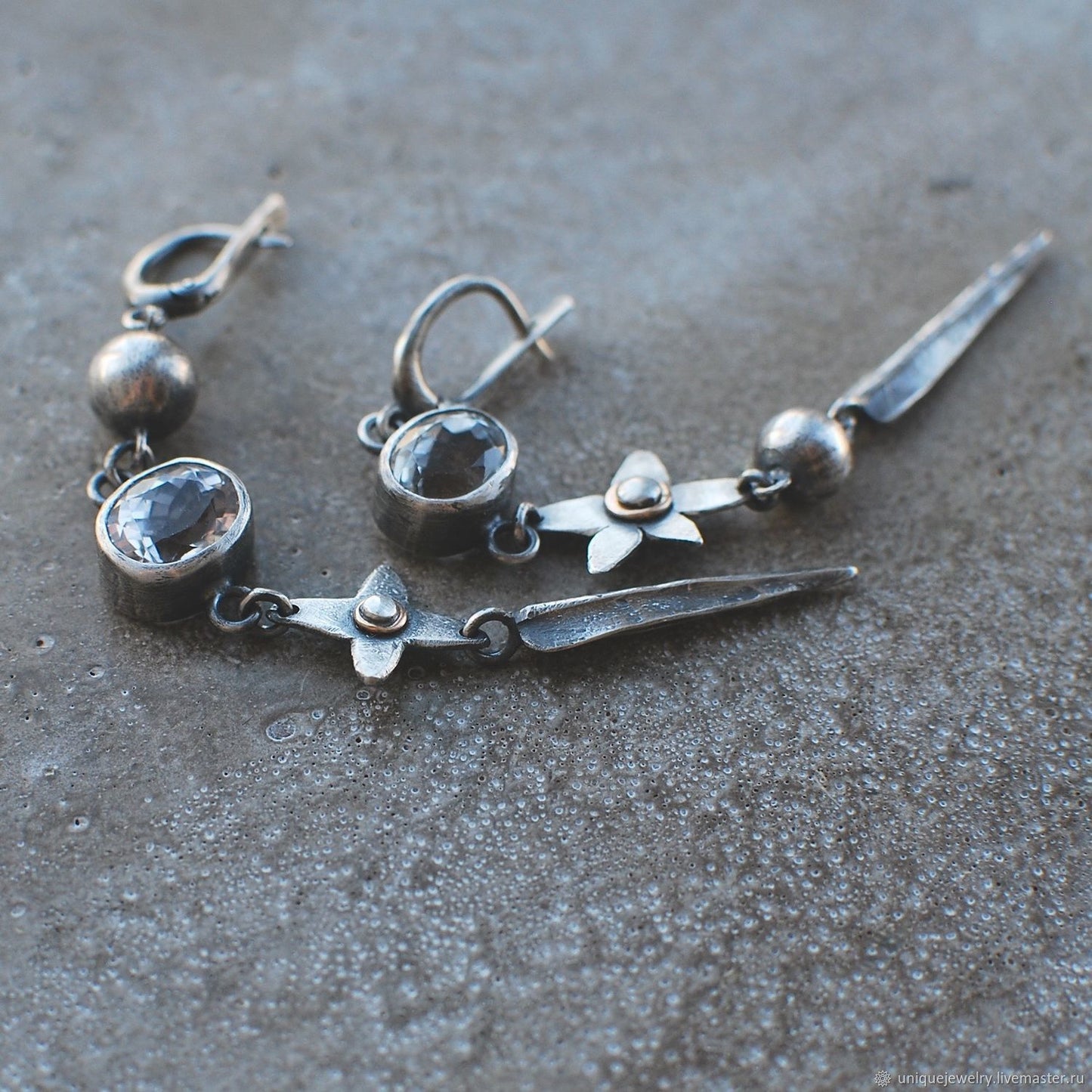 Hesheng New Geometric Ancient Silver-plated Long Rhinestone XINGX Pendant Earrings
