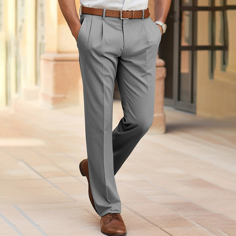 s Mid Waist Straight Long Pants For Office Business FormalMen's Casual Suit Pants Fashion Trouser
