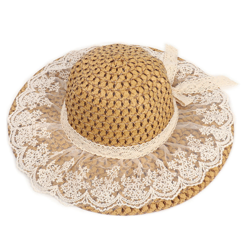 Women Lace Sun Hats For Wide Brim Straw Beach