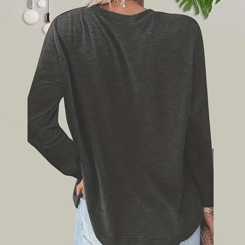 4 Pack Women's Solid Color Casual Set Round Neck Long Sleeve Tops For Spring&Fall
