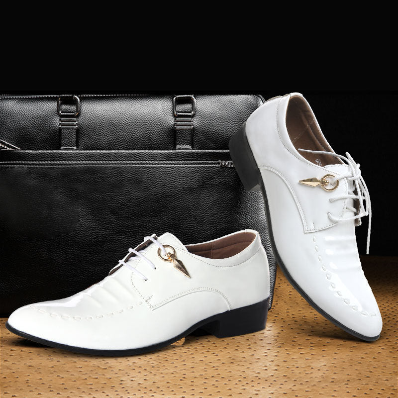 Business Formal Wear Leather Shoes Men British Square Toe Men's Shoes Cowhide Color Matching