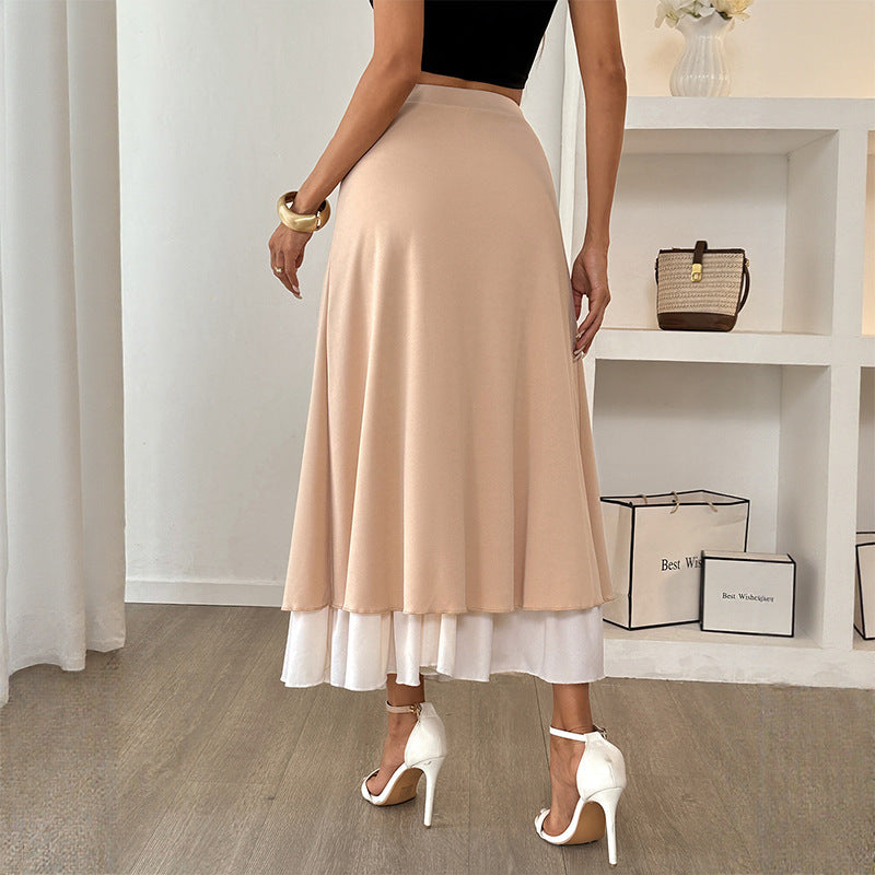 Casual Dress Fastener Decoration Stacked Skirt