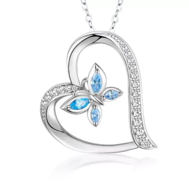 New Fashion Butterfly Heart Diamond-encrusted Pendant S925