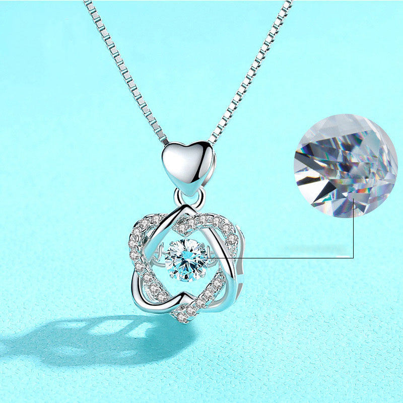 Girls star love fashion rhinestone necklace