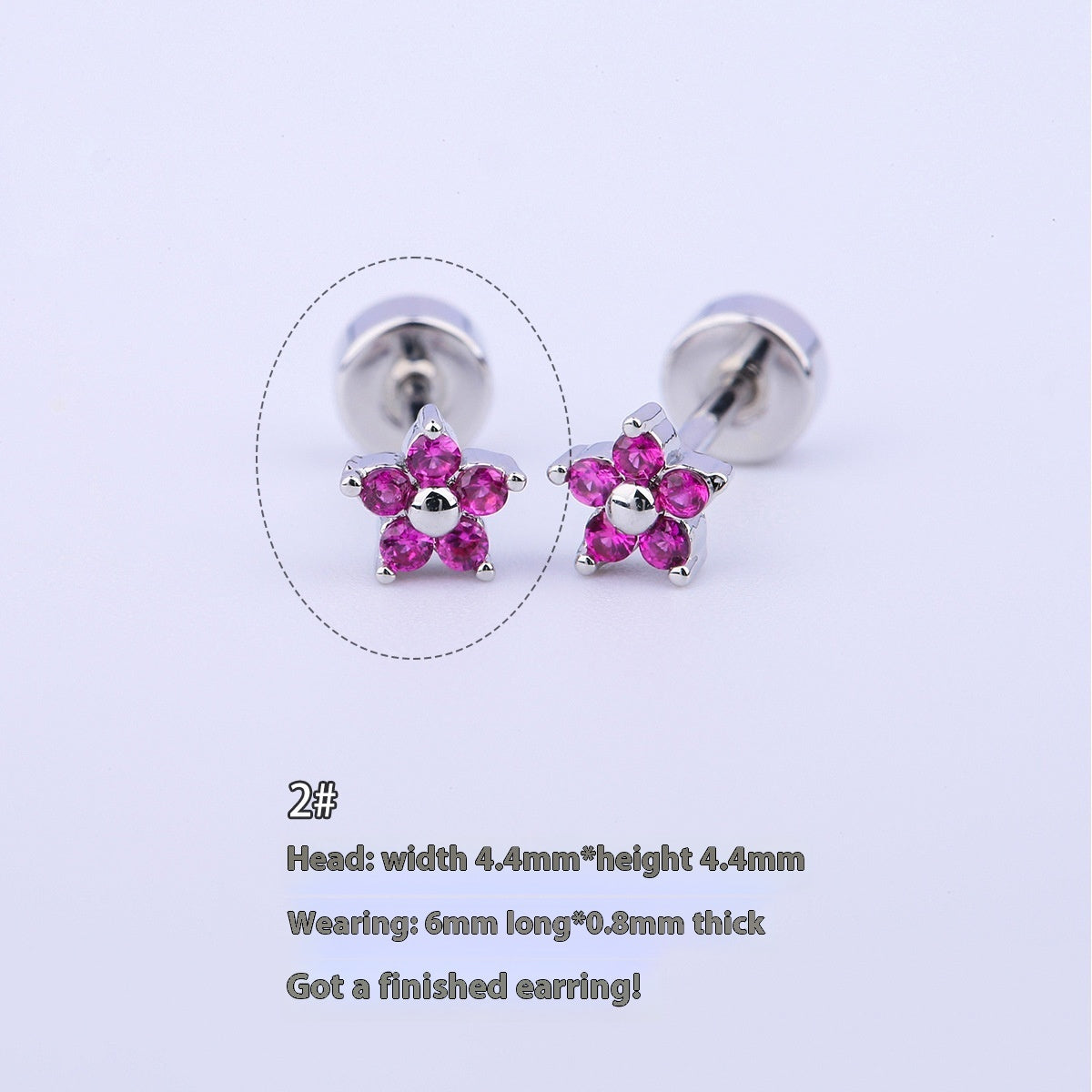 Titanium Steel Copper-plated Gold Micro Inlaid Zirconium Five-petal Plum Flower Ear Studs