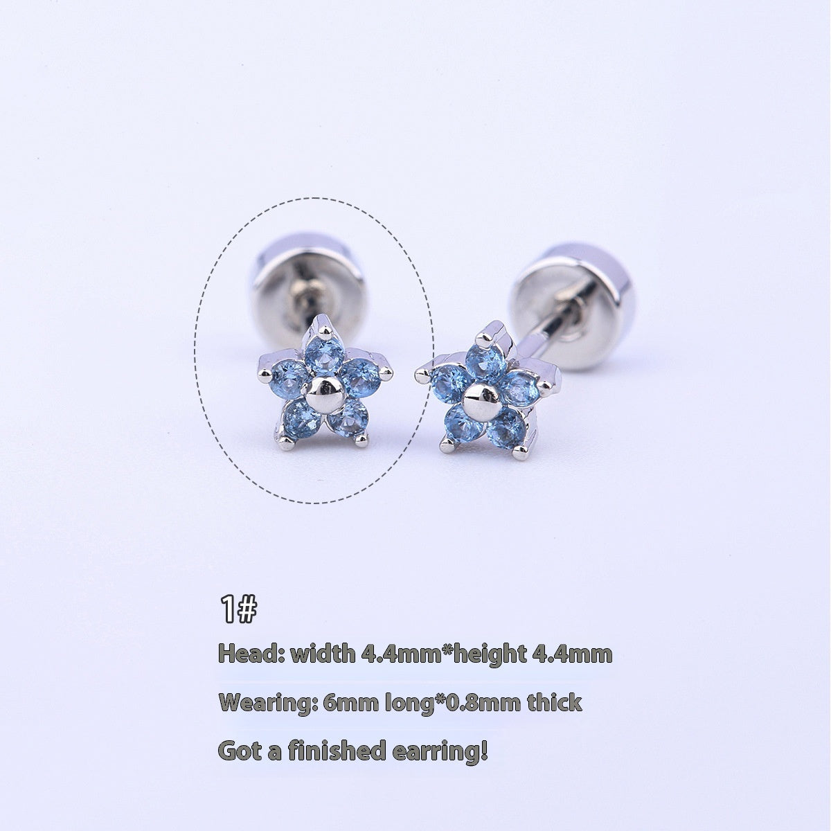 Titanium Steel Copper-plated Gold Micro Inlaid Zirconium Five-petal Plum Flower Ear Studs