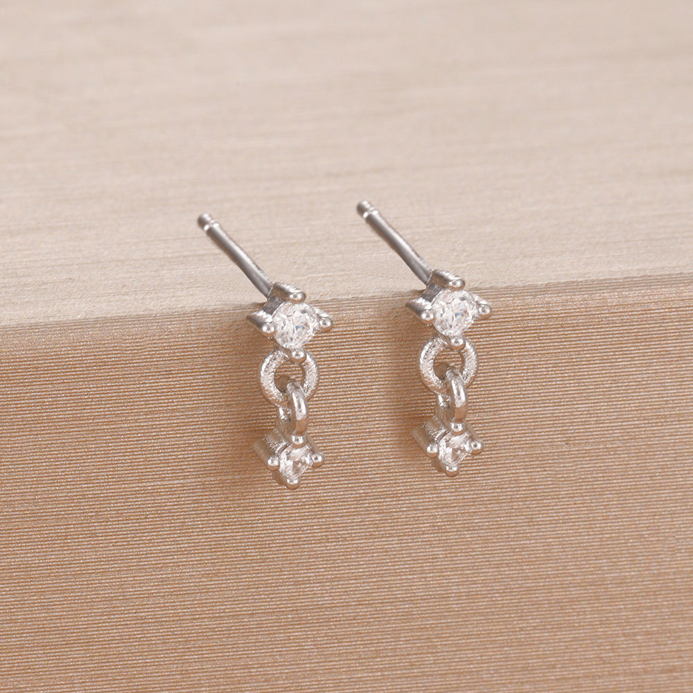 Stainless Steel Ins Style 18K Gold Zircon Ear Bone Stud