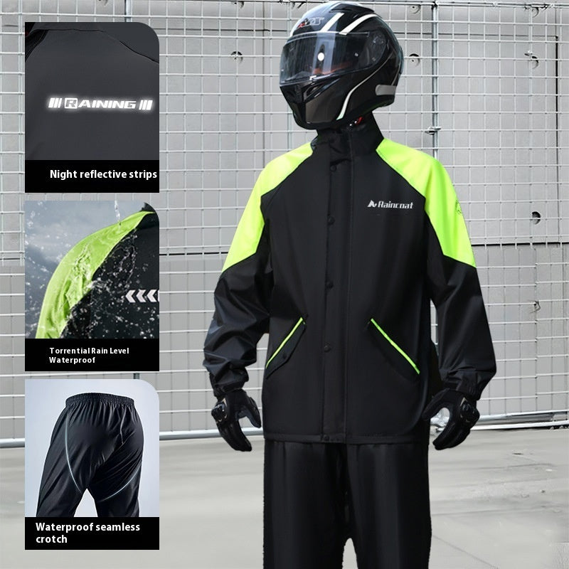 Men's Minimalist Color Blocked Split Motorcycle Raincoat