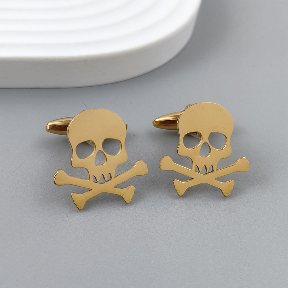 Funny Skull Dark Stainless Steel Hollow Brooch