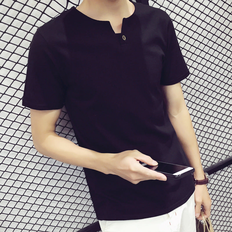 Korean style thin men's solid color top