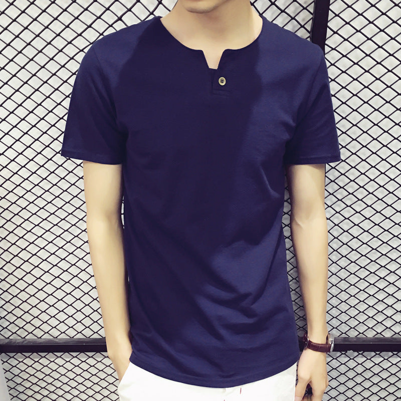 Korean style thin men's solid color top