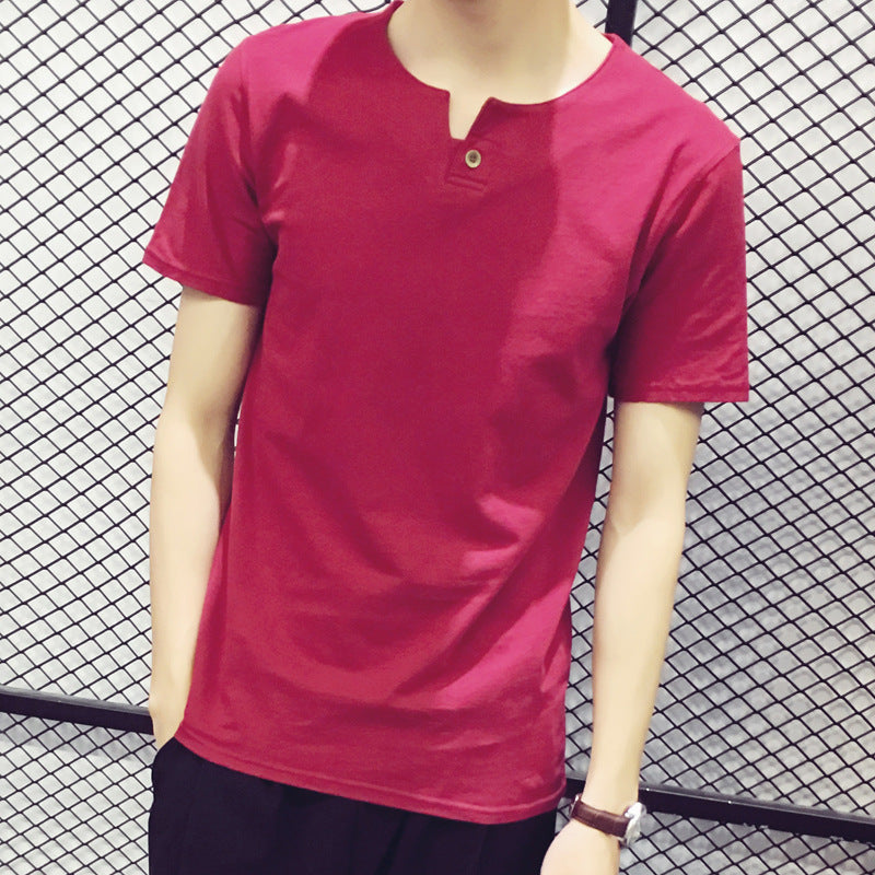 Korean style thin men's solid color top