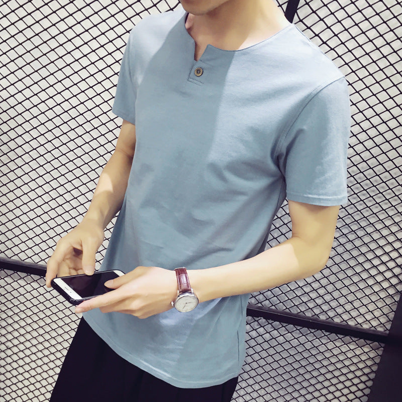 Korean style thin men's solid color top
