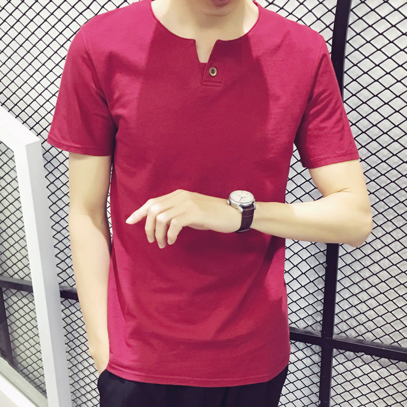 Korean style thin men's solid color top