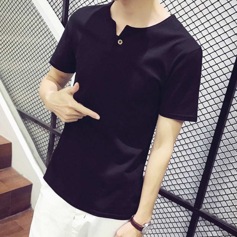 Korean style thin men's solid color top