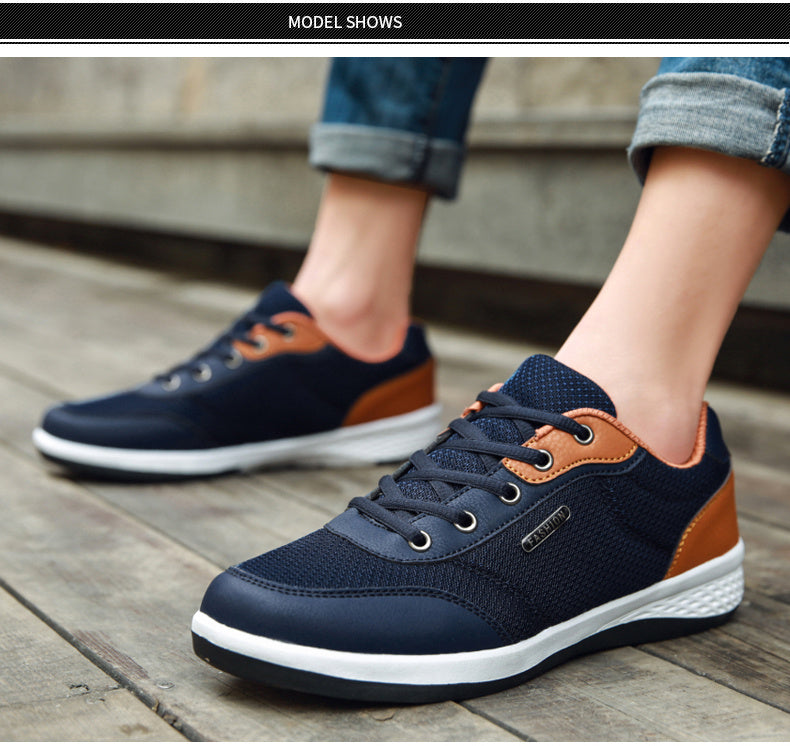 Fashion Light Sports Casual Men Shoes Autumn New Lace-Up Shoes Microfiber Leather Casual Shoes FLats Sneakers