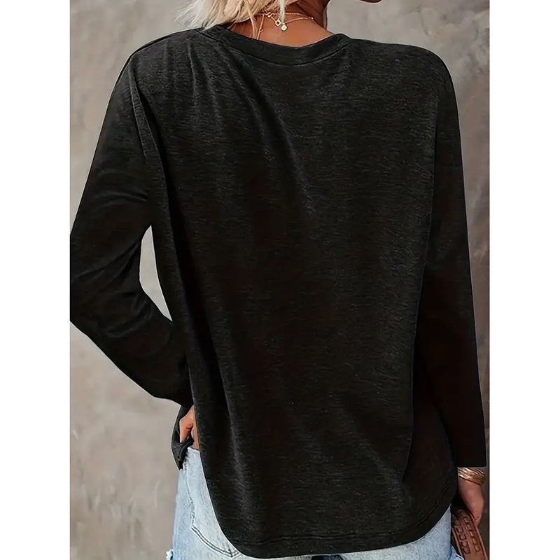 Women Paw Letter Tshirts Casual Long Sleeve Crew Neck Tee Tops Blouse