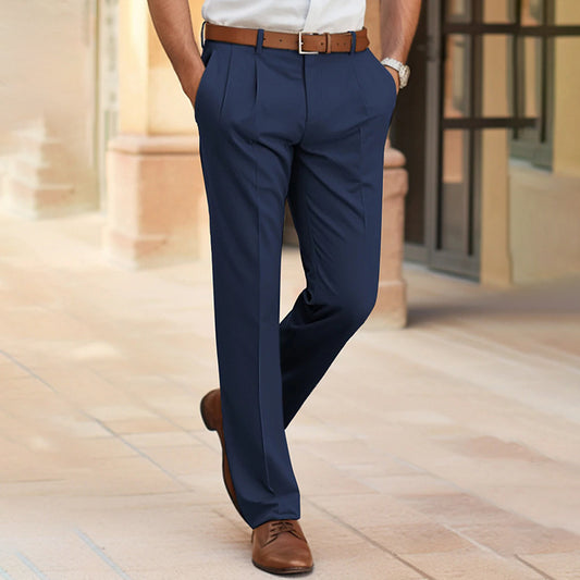 s Mid Waist Straight Long Pants For Office Business FormalMen's Casual Suit Pants Fashion Trouser