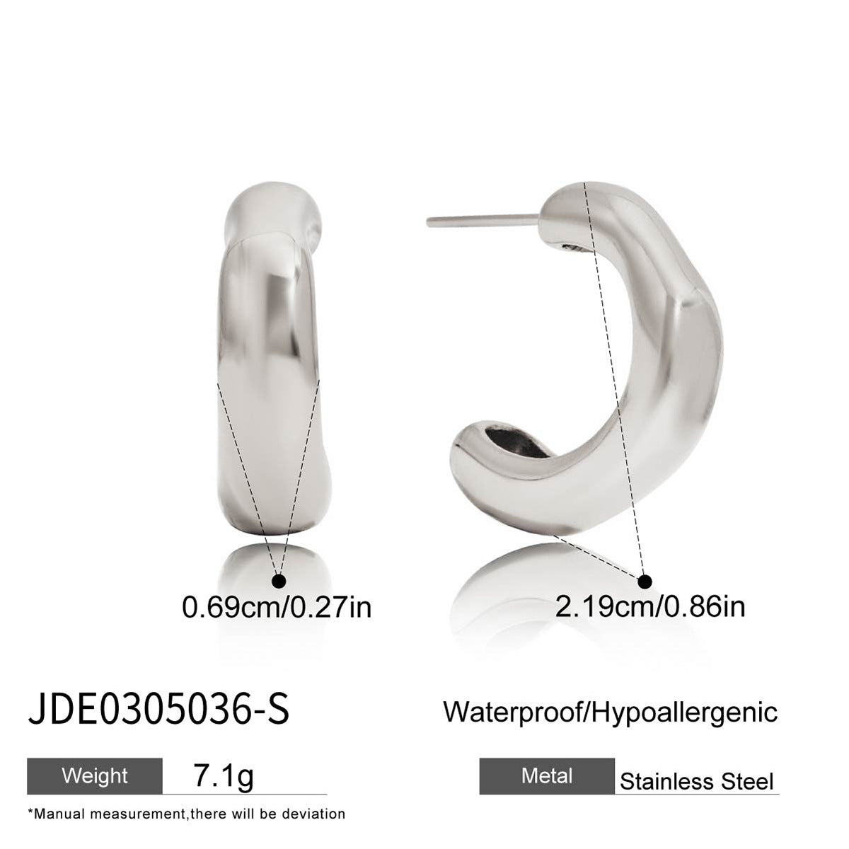 Jieding European And American Stainless Steel C-shaped Ear Studs Light Luxury High Sense
