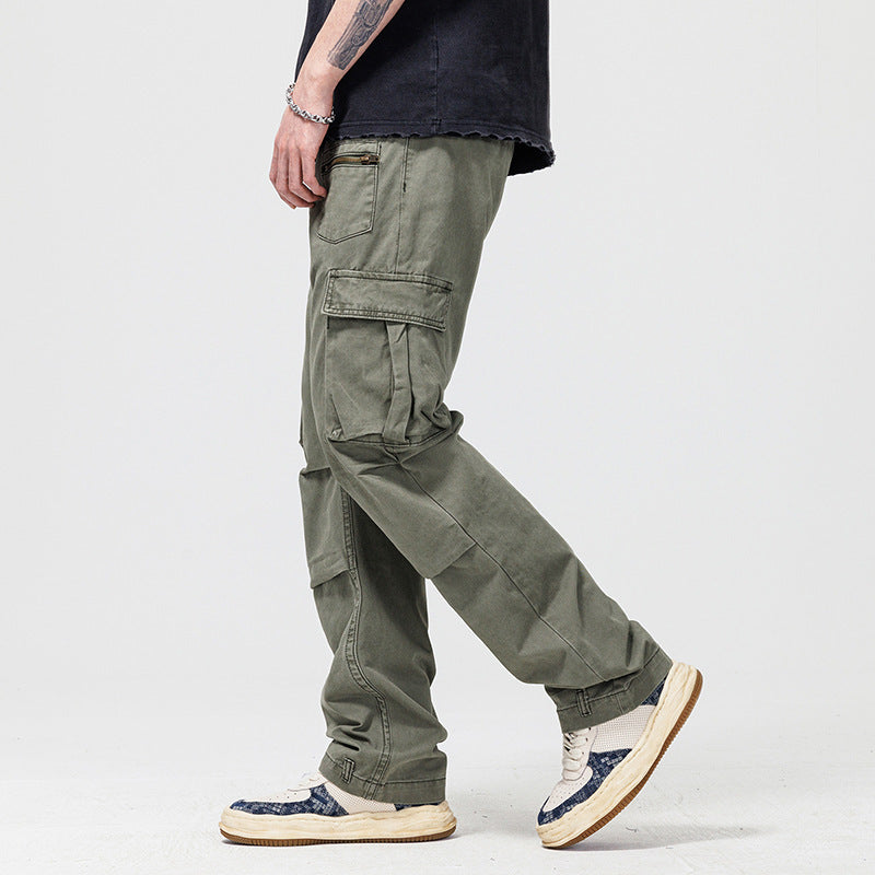 Straight Cargo Wide Leg Design Trousers