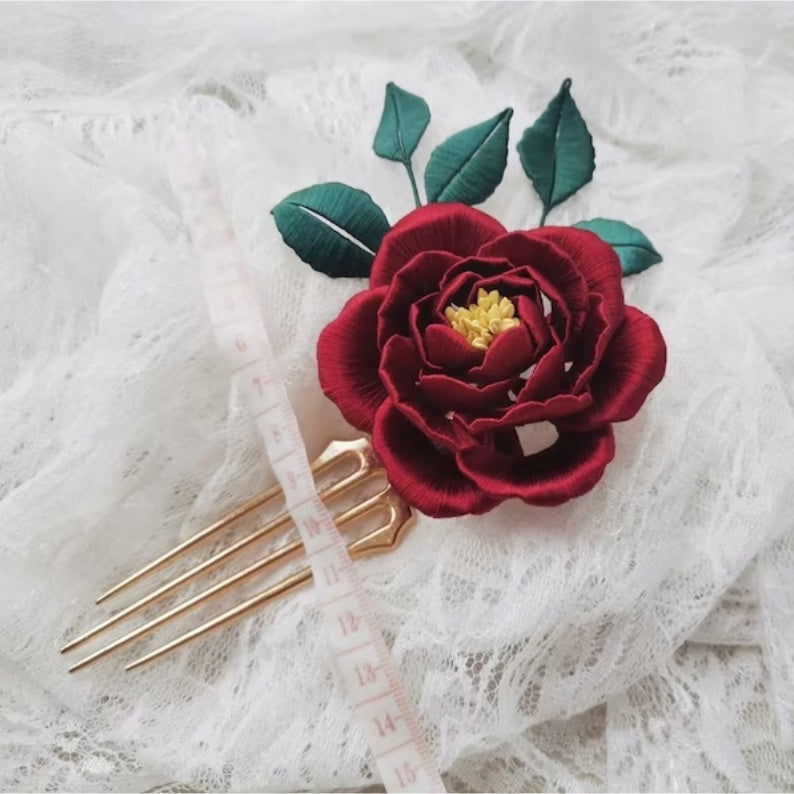 Rose Flower-wrapped Hairpin
