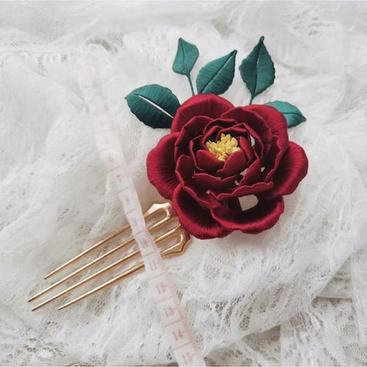 Rose Flower-wrapped Hairpin
