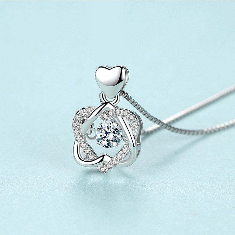 Girls star love fashion rhinestone necklace