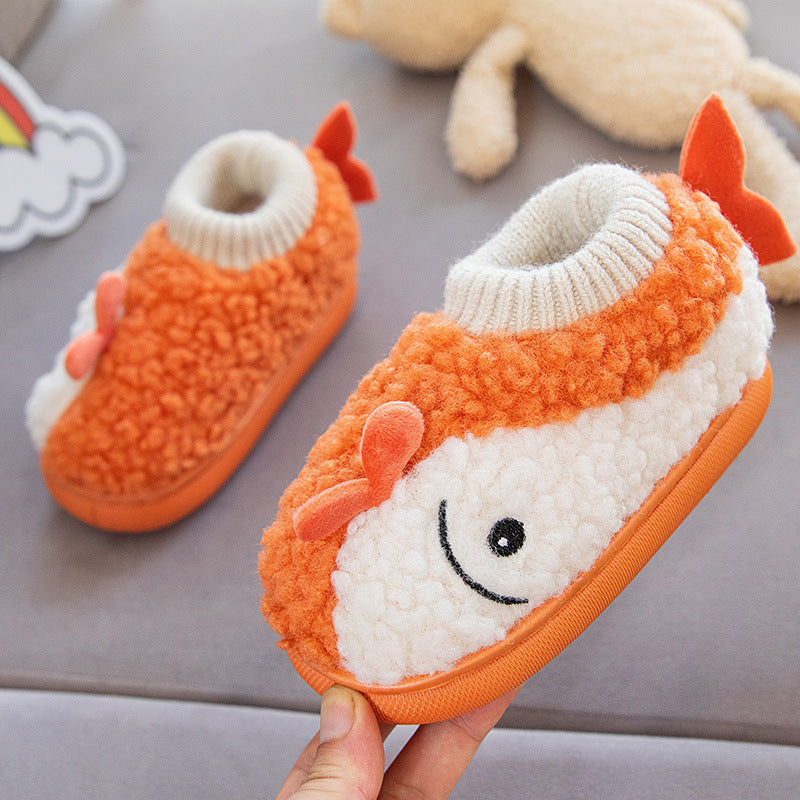 Non-slip Warm Baby Cotton Slippers Children Cartoon Cute Dinosaur Shoes