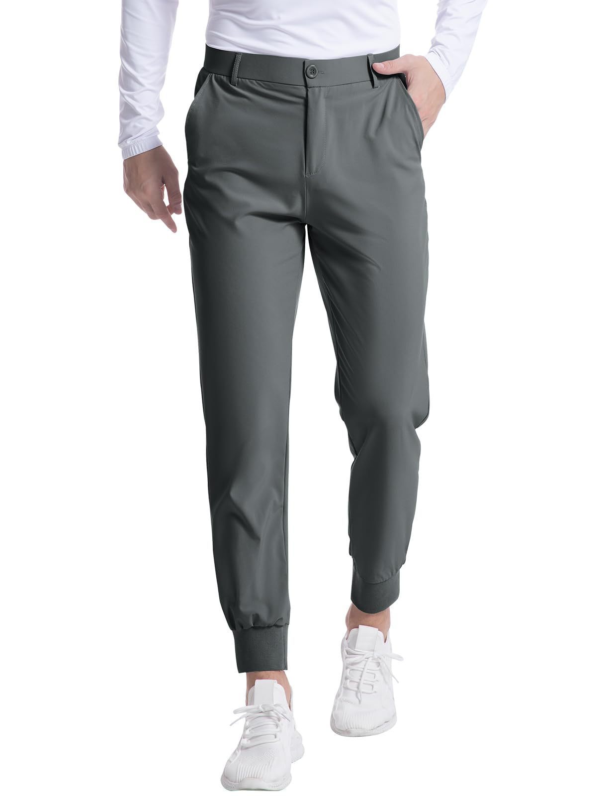 New Men's Stretch Golf Jogging Pocket Slim Trousers